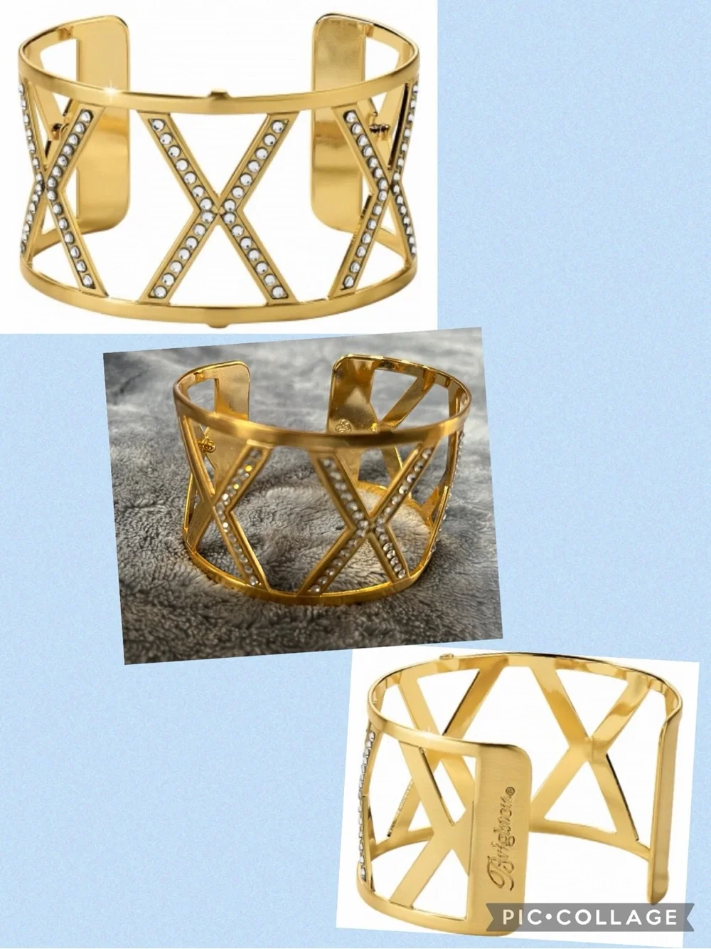 Christo Ganges Brighton gold wide cuff bracelet rhinestones discontinued gems